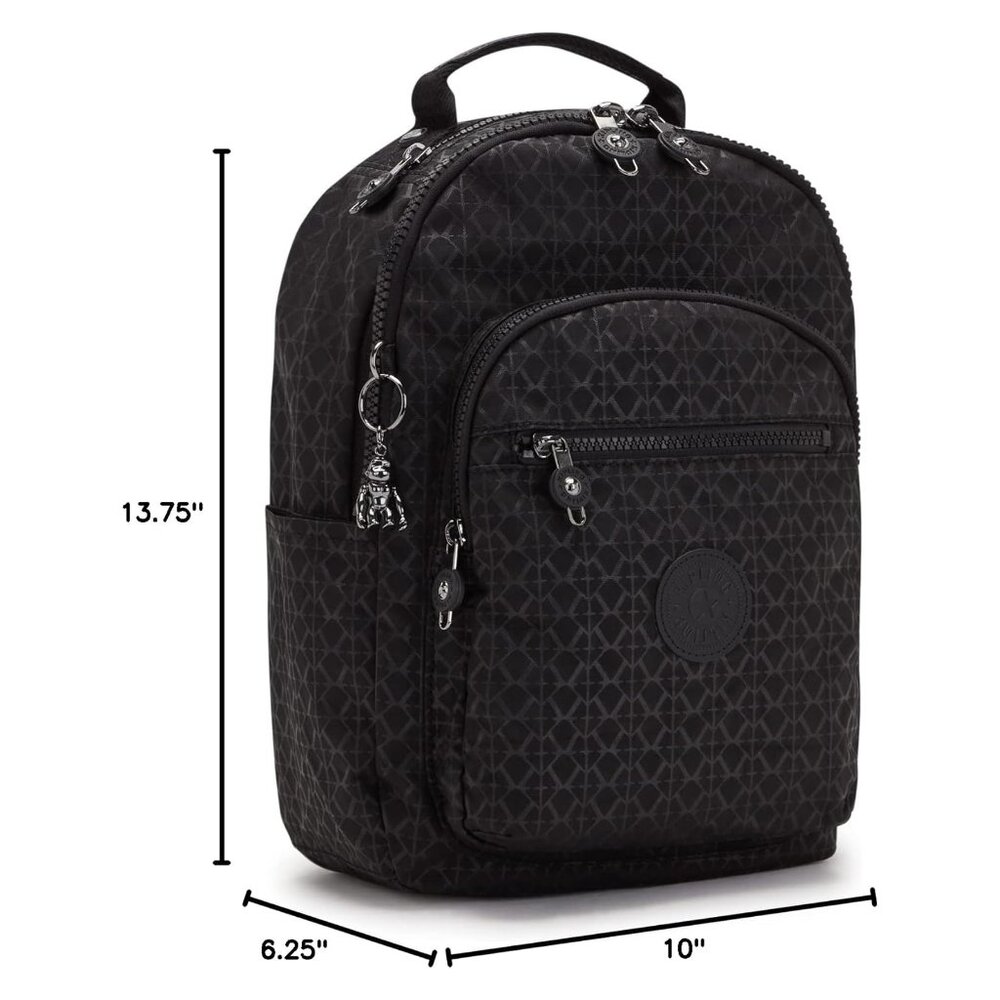Kipling Seoul Medium Nylon Zipp Signature Backpack - Black - Picture 5 of 10